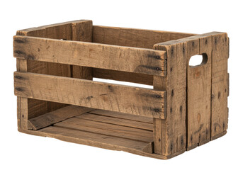 Isolated Vintage Wooden Crate with Rustic Texture
