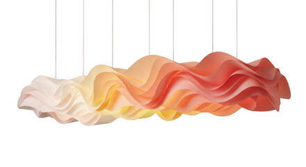 Modern wave shaped pendant lamp isolated on transparent background