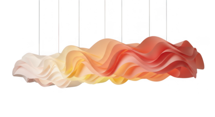 Modern wave shaped pendant lamp isolated on transparent background