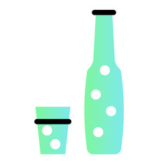 Bottled Drink Icon - Flat Line Style Vector Icon