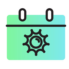 Calendar with Sun Icon - Flat Line Style Vector Icon
