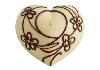 Isolated Heart-Shaped White Chocolate with Floral Decorations