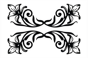Symmetrical floral  swirling floral tendrils design