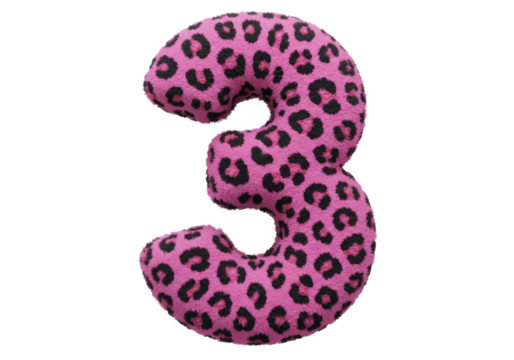 Isolated Furry Pink Leopard Print Number Three