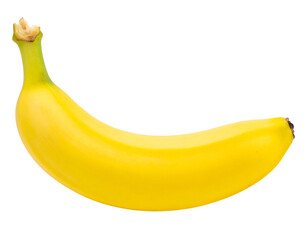 A vibrant yellow banana, perfectly ripe and ready to enjoy, showcases its natural healthy appeal.