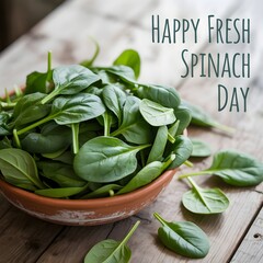 National Spinach Day National spinach day design featuring fresh green spinach leaves for celebrating health and nutrition.