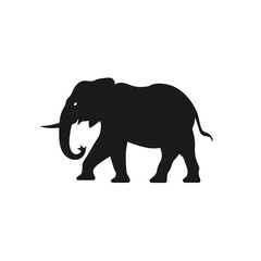 Fototapeta premium Elegant Black Elephant Silhouette Walking on Transparent Background