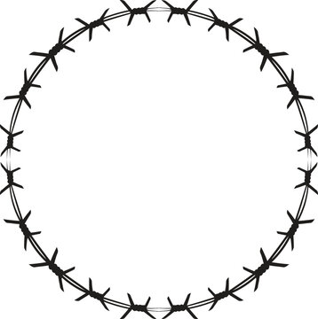 Barbed wire. Template of brush, barbwire set isolated silhouette