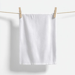 White Kitchen Towel Hanging on Clothesline white towel