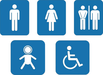 Restroom Sign Icon Set &ndash; Male, Female, Gender-Neutral, Accessible, Unisex, and Baby Symbols for Public Facility Design