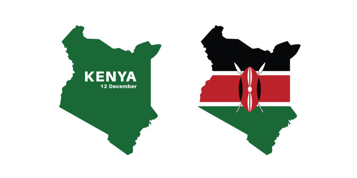 Set of isolated kenya maps. kenya flag overlaid with flag proportions. Maps and traveling around the world