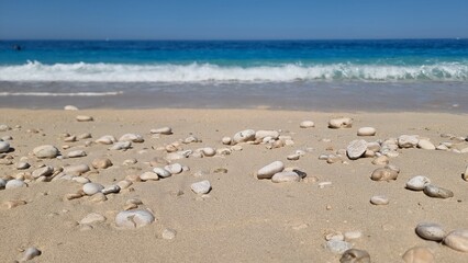 beach sea sand  pebvles background  from egramnoi beach greece