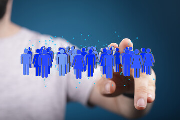 Image depicts a large network of people. Ideal for social media, networking, and community concepts.