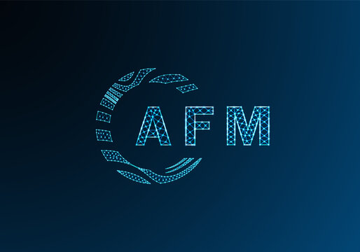 AFM low poly letter logo vector design. AFM lower poly logo design. AFM unique low poly logo design.