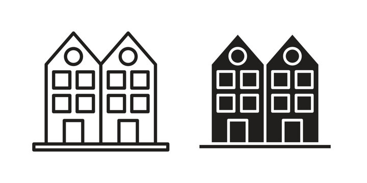 Terraced Houses icon vector illustration. Flat design. Graphic design vector symbols.