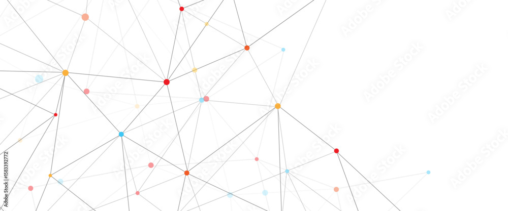 Wall mural vector abstract colorful low poly geometric connected line and dots