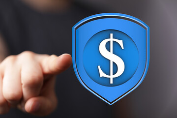 Protecting your money is crucial.  This image depicts a digital shield safeguarding a dollar sign,...