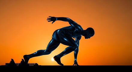 A striking black vector silhouette of an athlete in action, perfect for illustrating various sports like running, soccer, or dance