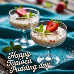 Tapioca Pudding icon on white background. Happy Tapioca Pudding Day, july 15. Calendar of july month on workplace. Cartoon vector illustration. Sweet asian food isolated icon.
