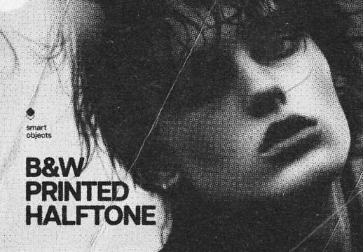 Black&White Printed Halftone Effect Mockup