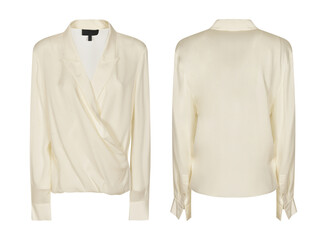 Women's blazer coat winter jacket, front and back view, white blazer jacket mockup, transparent...
