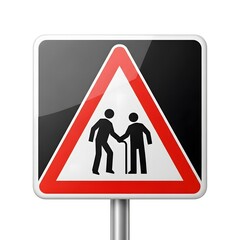 Road sign depicting elderly people, warning of pedestrian crossing ahead.