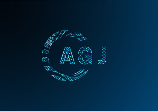 AGJ low poly letter logo vector design. AGJ lower poly logo design. AGJ unique low poly logo design.