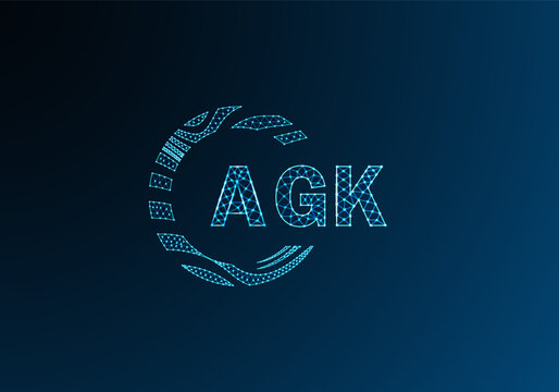 AGK low poly letter logo vector design. AGK lower poly logo design. AGK unique low poly logo design.