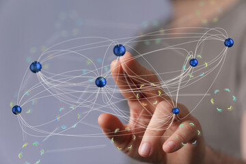 Abstract image of a network connection, ideal for technology, business, and communication concepts.