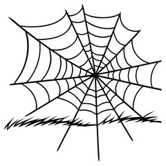 Fototapeta premium Intricate Arachnid Creation Spanning Across Green Blades Of Grass