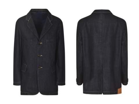 Elegant black trench coat winter jacket, front and back view, blazer jacket mockup, transparent background, clipping path - Powered by Adobe