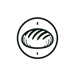 Loaf of bread illustration in a circular design for culinary and baking contexts