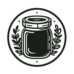 Jar illustration for jam or preserves in a circular design for culinary and artisanal contexts