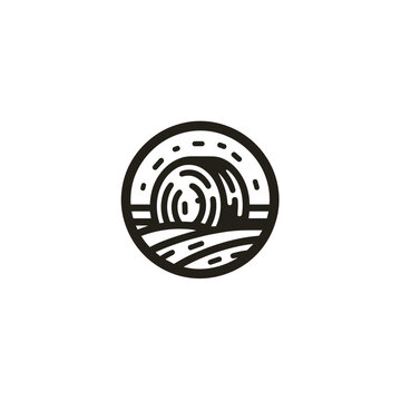 Hay bale illustration in a circular design for agricultural and rural contexts