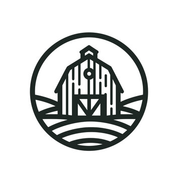 Stylized barn illustration with copy space for rural themes and farm-related projects