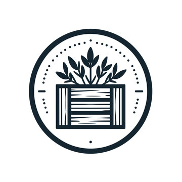 Stylized plant graphic, minimalist design, in neutral colors, suitable for eco-friendly branding