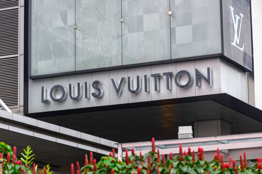 Jakarta, Indonesia - June 06, 2025: Louis Vuitton signage displayed at building of shopping mall