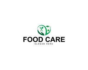 Healthy Food Logo, People with Fork and Spoon Symbol