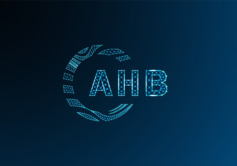 AHB low poly letter logo vector design. AHB lower poly logo design. AHB unique low poly logo design.