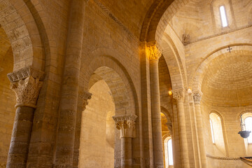 Fototapeta premium Church of San Martin in Fromista, Castilla and Leon, showing arches, columns, and capitals