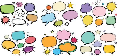 vector Comic Speech Bubble set Black Silhouettes outline vector Icons