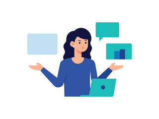 business woman holding a tablet  on icon vector art on white background 