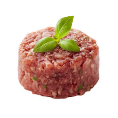 Round ground pork isolated on transparent background