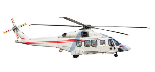 white helicopter isolated on white background