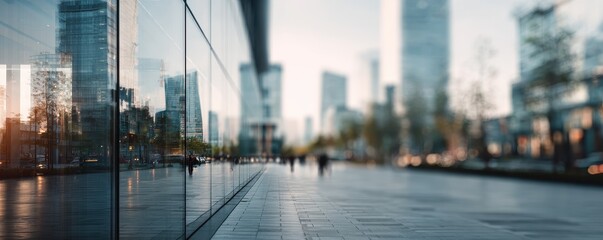 Blurred city street scene with modern architecture