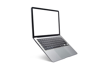 Modern Laptop with Blank Screen on White Background