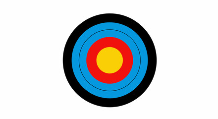 Colorful Archery Target with Concentric Rings on White Background