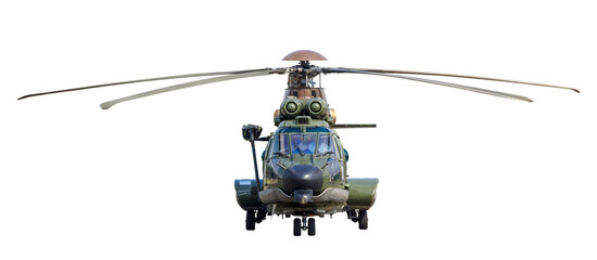 military helicopter isolated on white background