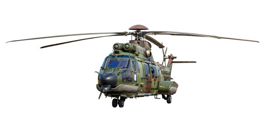 military helicopter isolated on white background