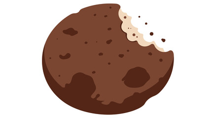 Partially Eaten Chocolate Chip Cookie; Brown, Oval-Shaped, with a Bite Taken Out
